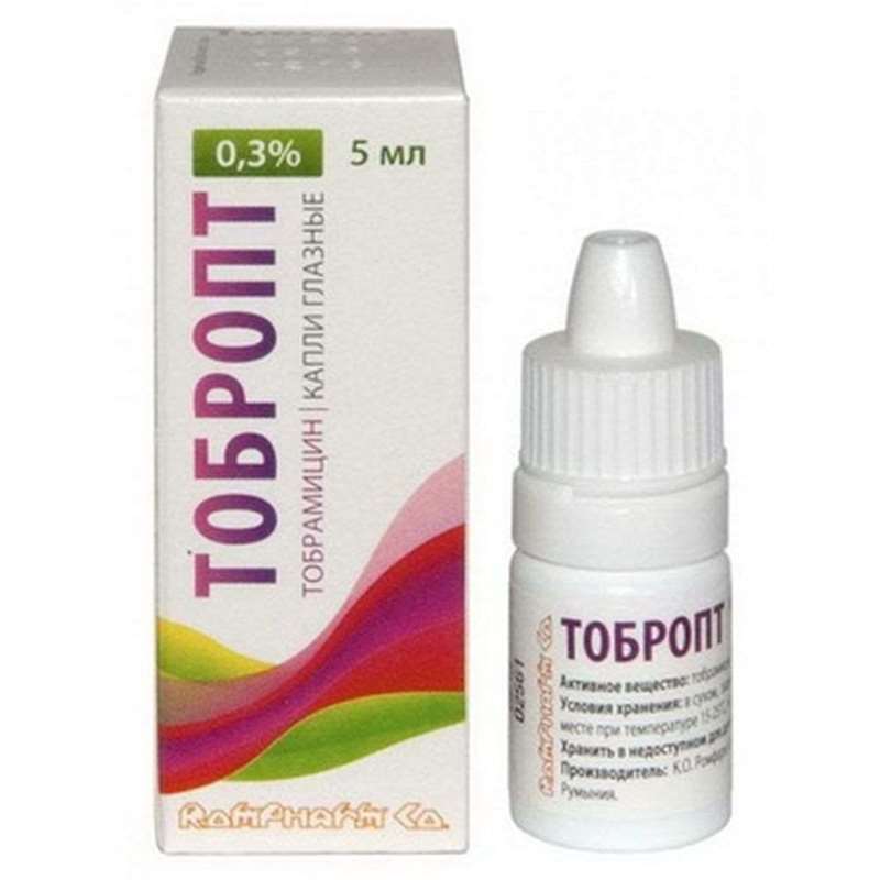 Tobropt eye drops 0.3% 5ml Tobramycin buy antibiotic of the aminoglycoside group